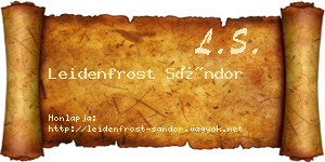 Leidenfrost Sándor névjegykártya
